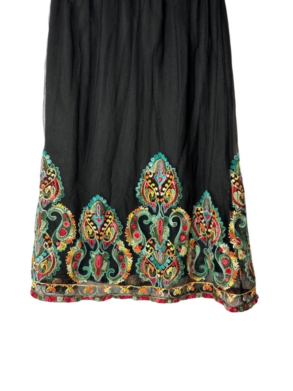 Magic A-Line Midi Skirt S Pull On Mesh Overlay Embroidered Lined Y2K Fairycore - Picture 3 of 6